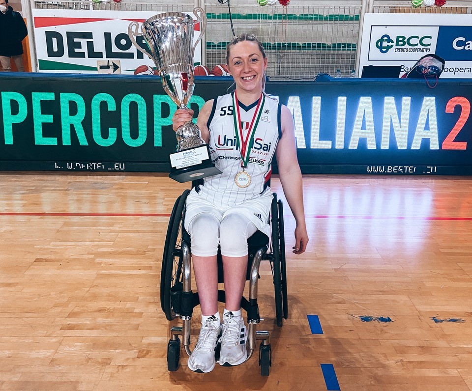 Sophie Carrigill - Wheelchair Basketball Player with Super Cup for Briantea84